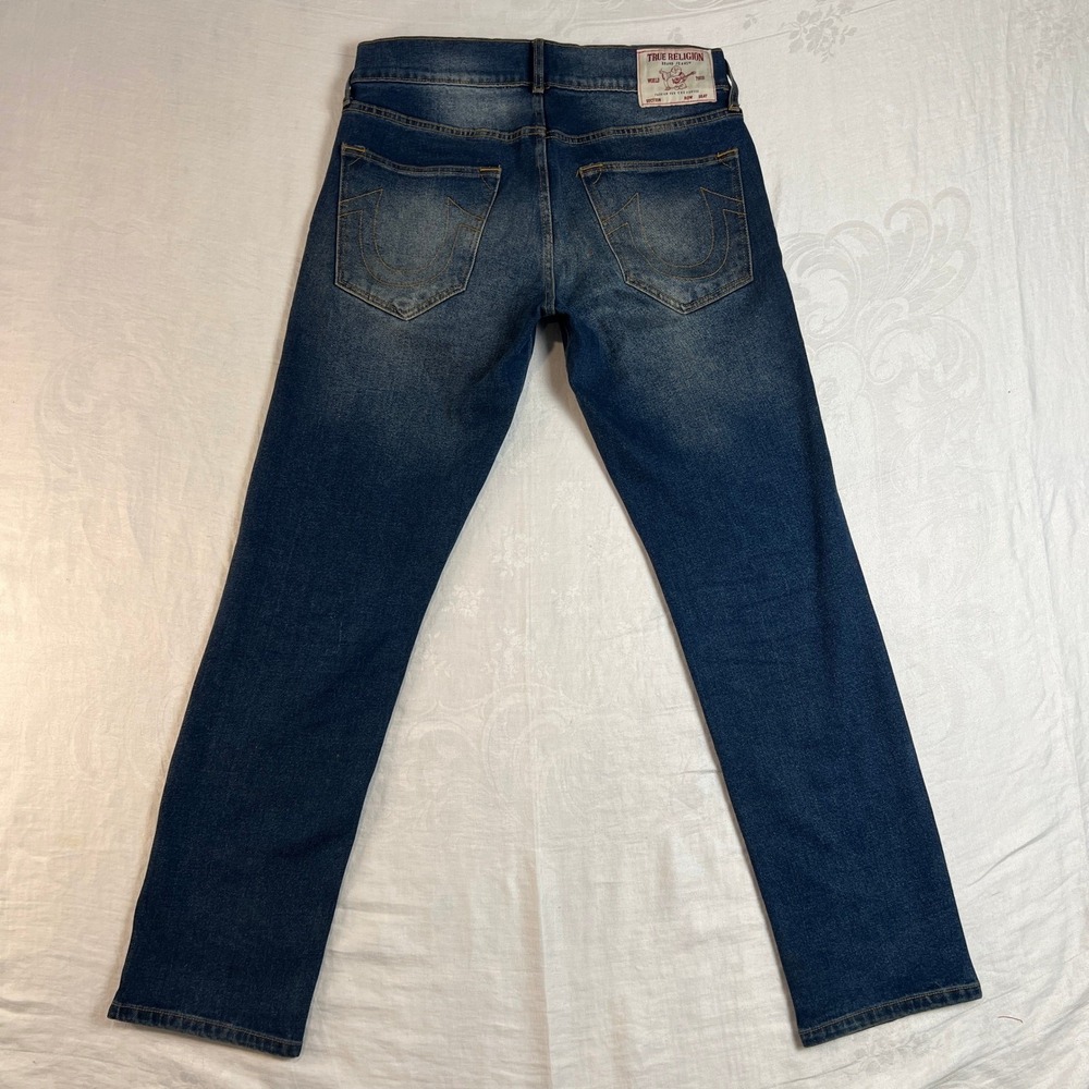 True Religion Geno Jeans Mens 32W Relaxed Slim Blue Wash‎ Denim Y2K Punk - Picture 8 of 13
